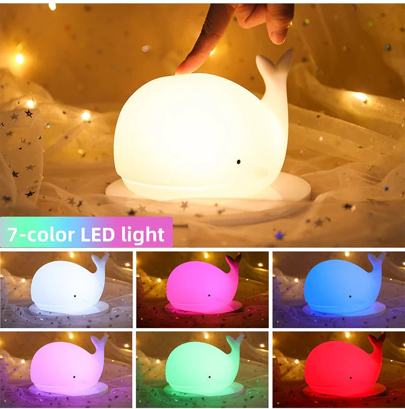 Schattig Nachtlampje Walvis met Kleurverandering voor Kinderkamer 1