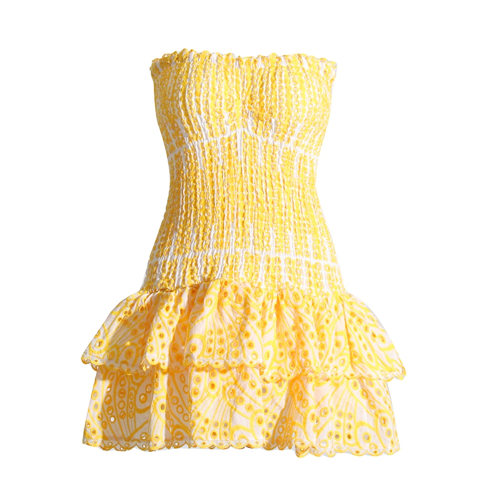 Strapless Gelaagd Mini Jurk