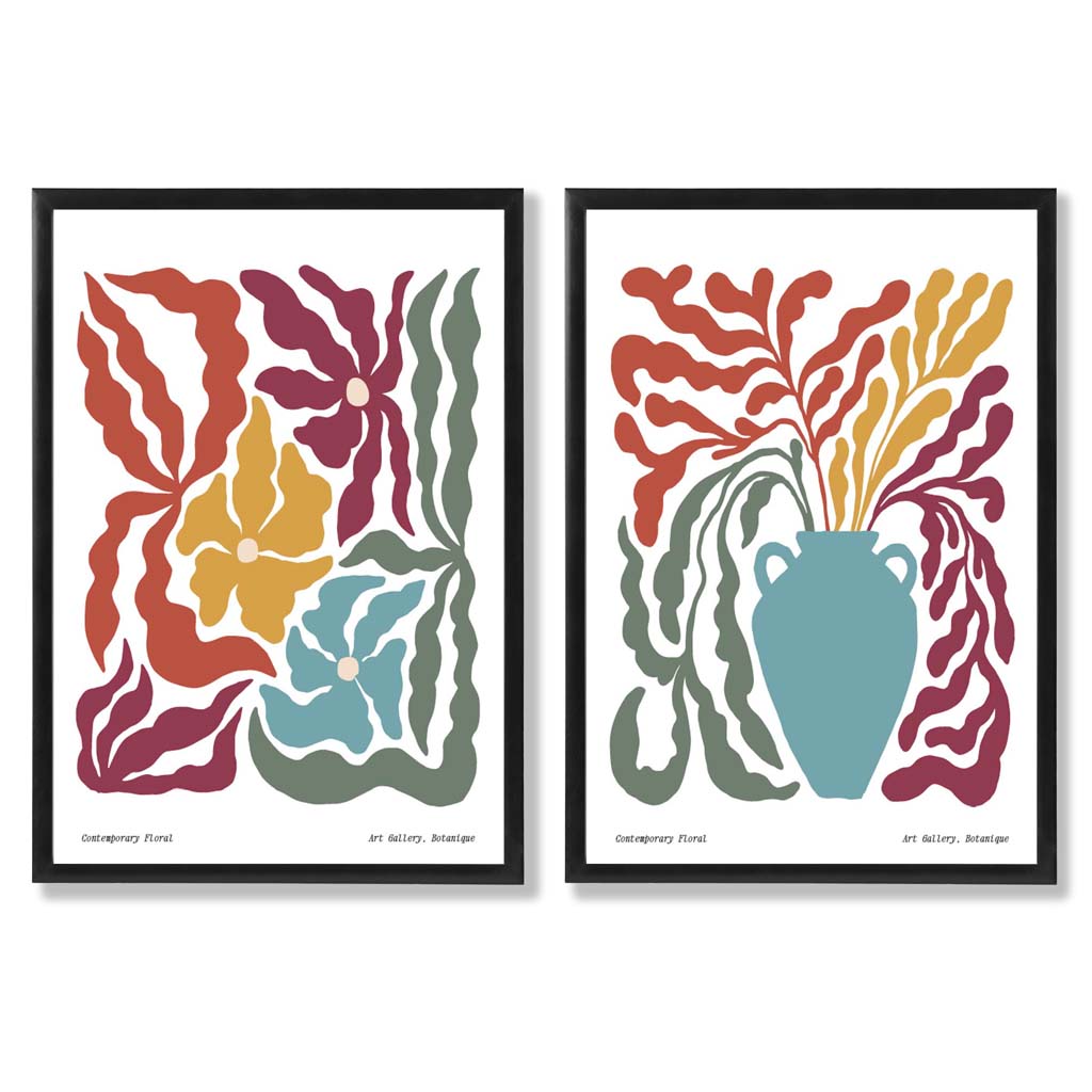 Set van 2 Boho Bloemenprints voor Wanddecoratie 0