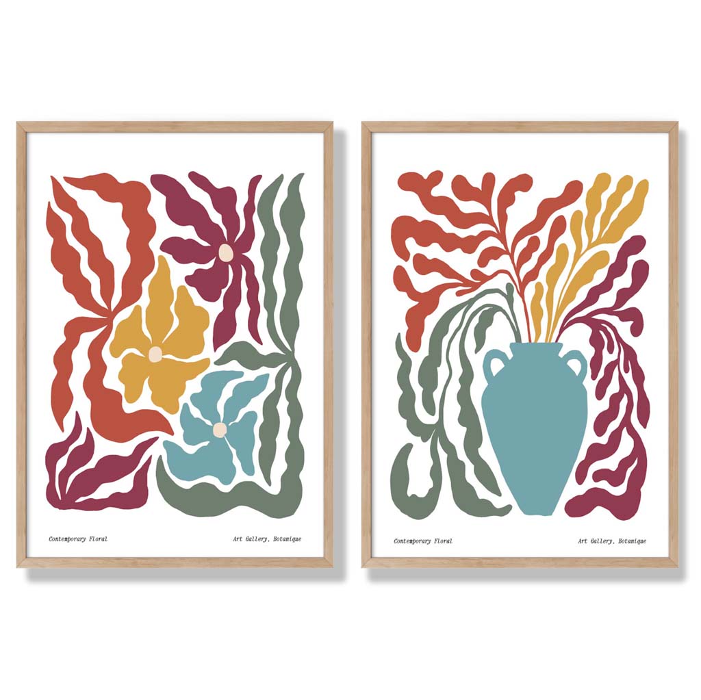Set van 2 Boho Bloemenprints voor Wanddecoratie 6