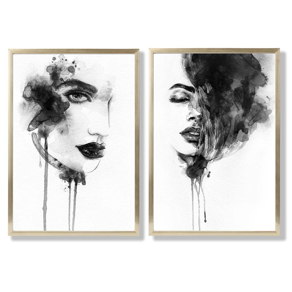Set van 2 Ingelijste Kunstafdrukken Zwart-Wit voor Modefans 8