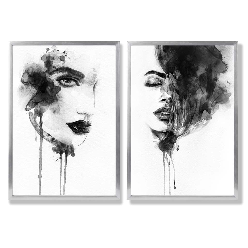 Set van 2 Ingelijste Kunstafdrukken Zwart-Wit voor Modefans 9