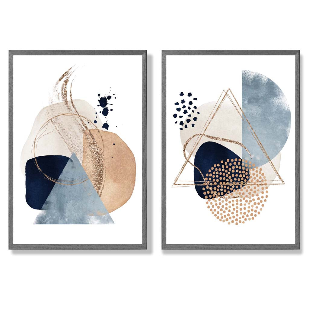 Set van 2 Kunstafdrukken Aquarelvormen voor Creatieve Ruimtes 4
