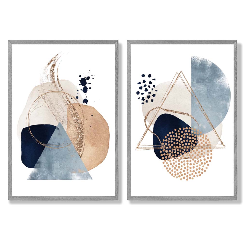 Set van 2 Kunstafdrukken Aquarelvormen voor Creatieve Ruimtes 5