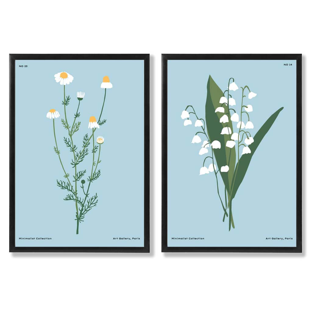 Set van 2 Kunstafdrukken met Wilde Bloemenillustratie 0