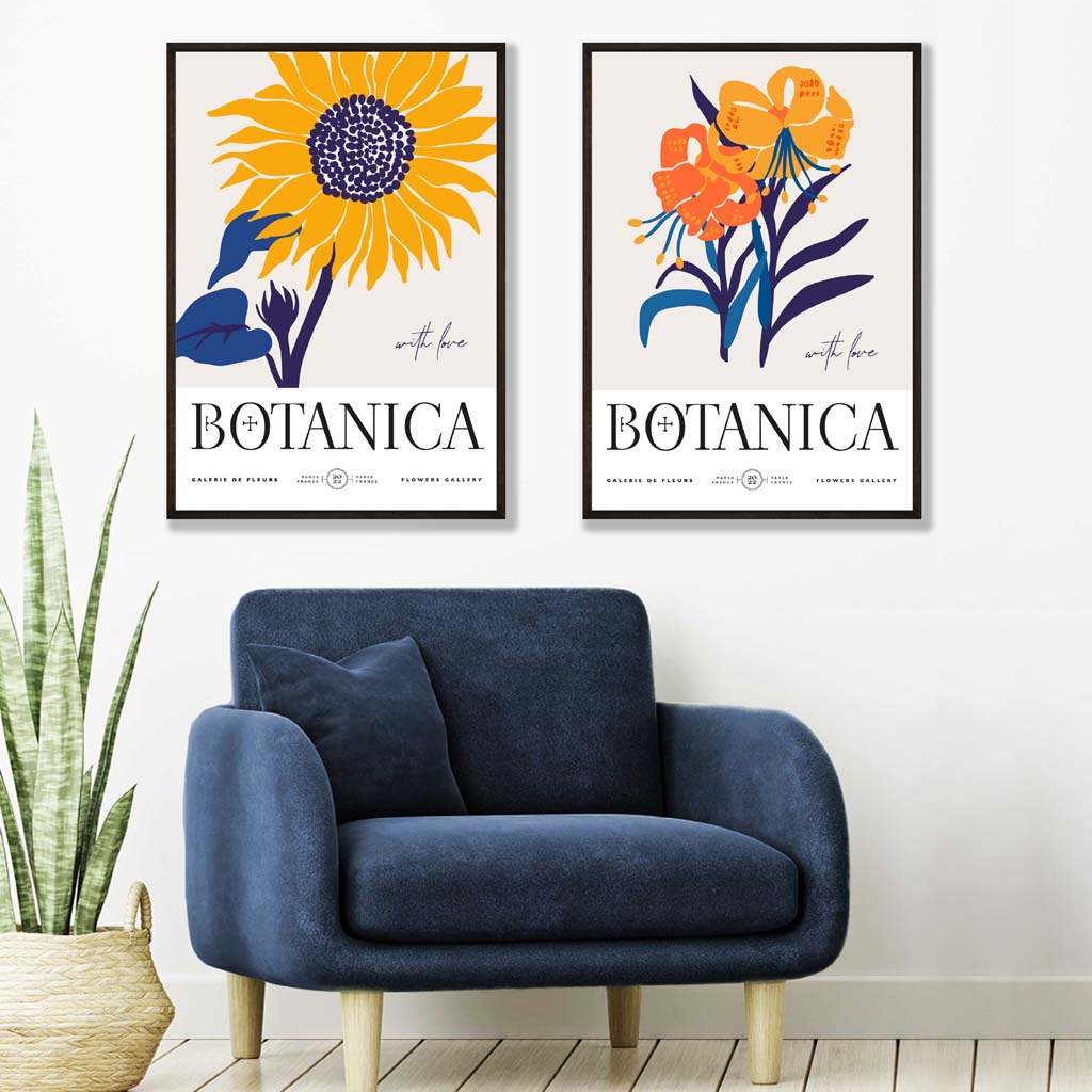 Set van 2 Kunstafdrukken met Zomerbloemen Vrolijke Decoratie 1