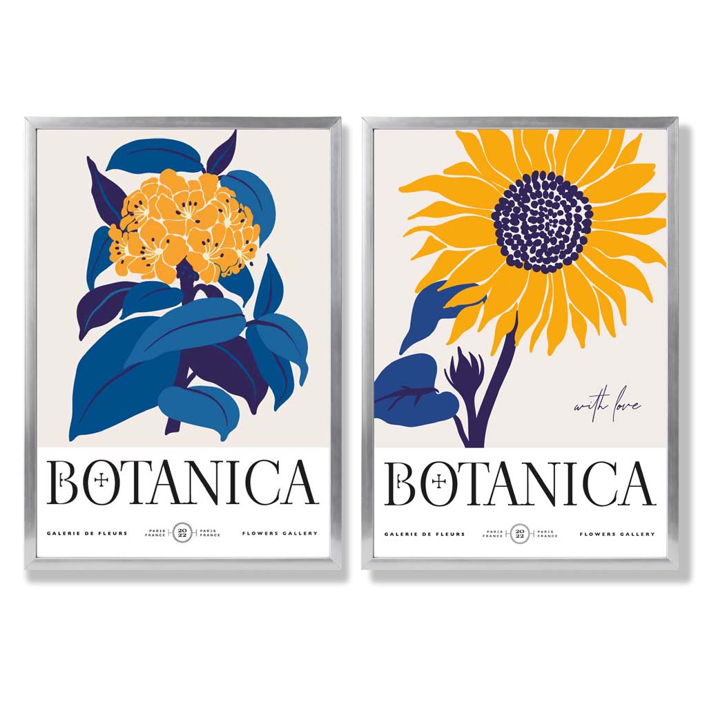 Set van 2 Kunstprints met Zonnebloemen in Blauw en Geel 9