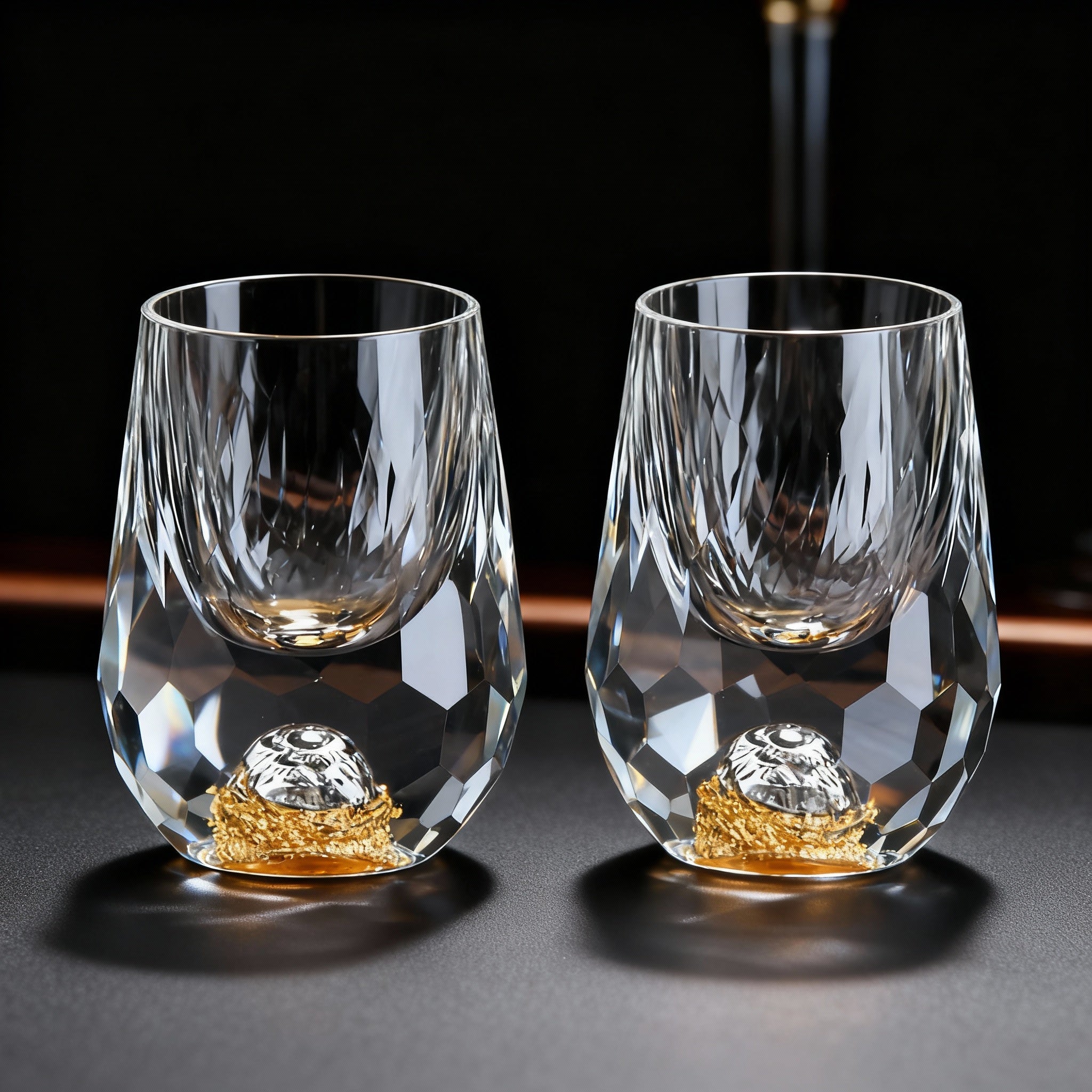 Set van 2 Luxe Kristallen Glazen met Gouden Accenten 2