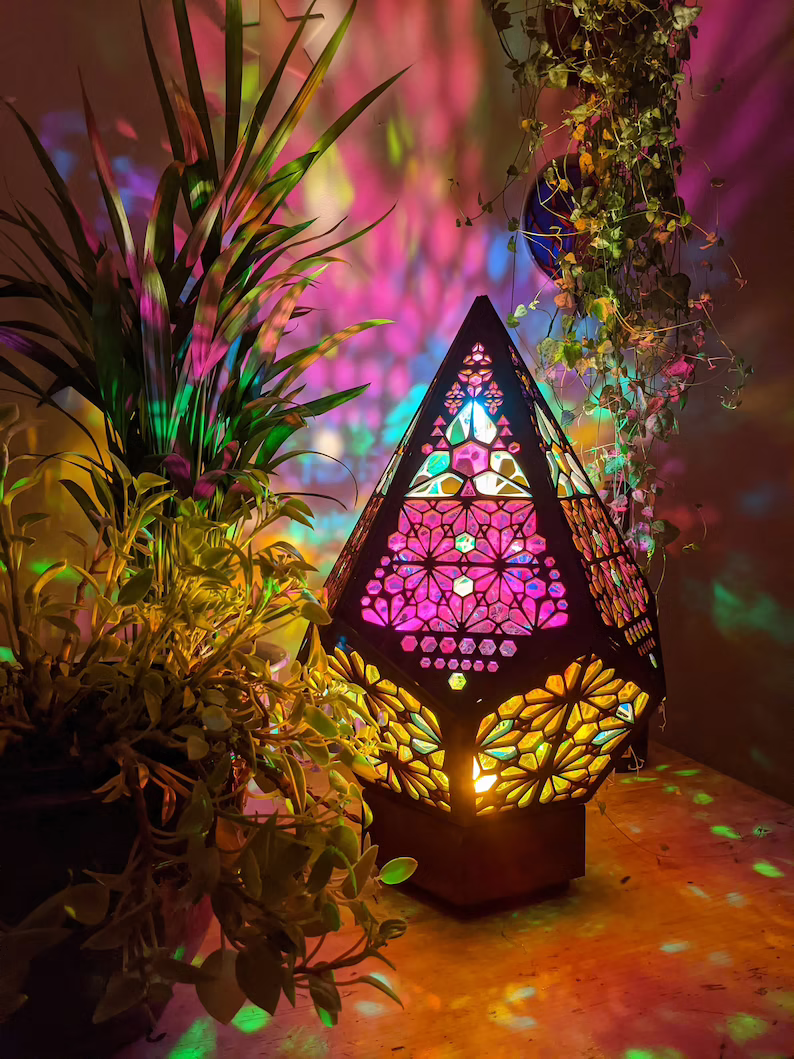 Tafellamp in Bohemian Stijl met Sterrenhemelpatroon 1