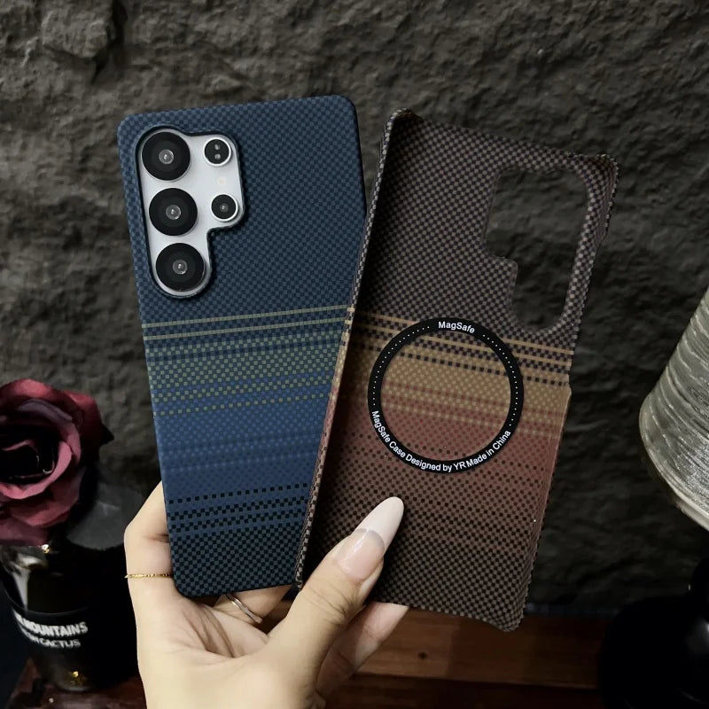 Telefoonhoes voor Samsung Galaxy S25 S24 Plus Ultra met Koolstofvezelpatroon 4