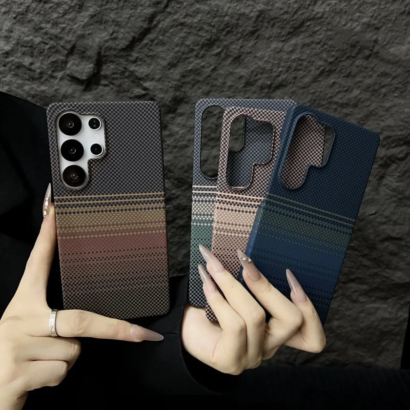 Telefoonhoes voor Samsung Galaxy S25 S24 Plus Ultra met Koolstofvezelpatroon 5