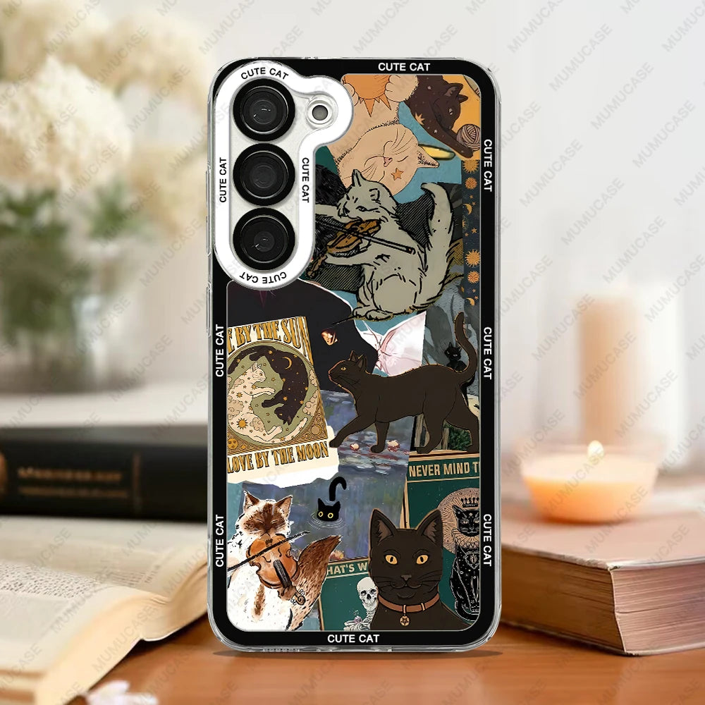 Telefoonhoesje voor Samsung Galaxy met Kat Collage 1