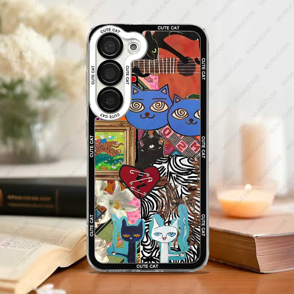 Telefoonhoesje voor Samsung Galaxy met Kat Collage 5
