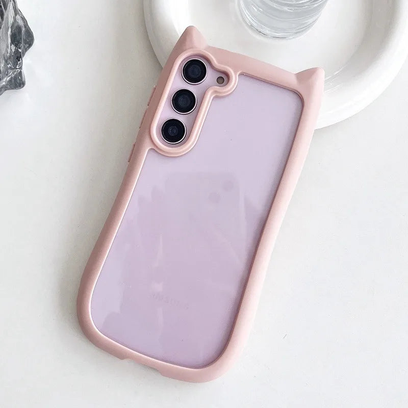 Transparante 3D Kat Oor Case voor Samsung S25 Plus 4