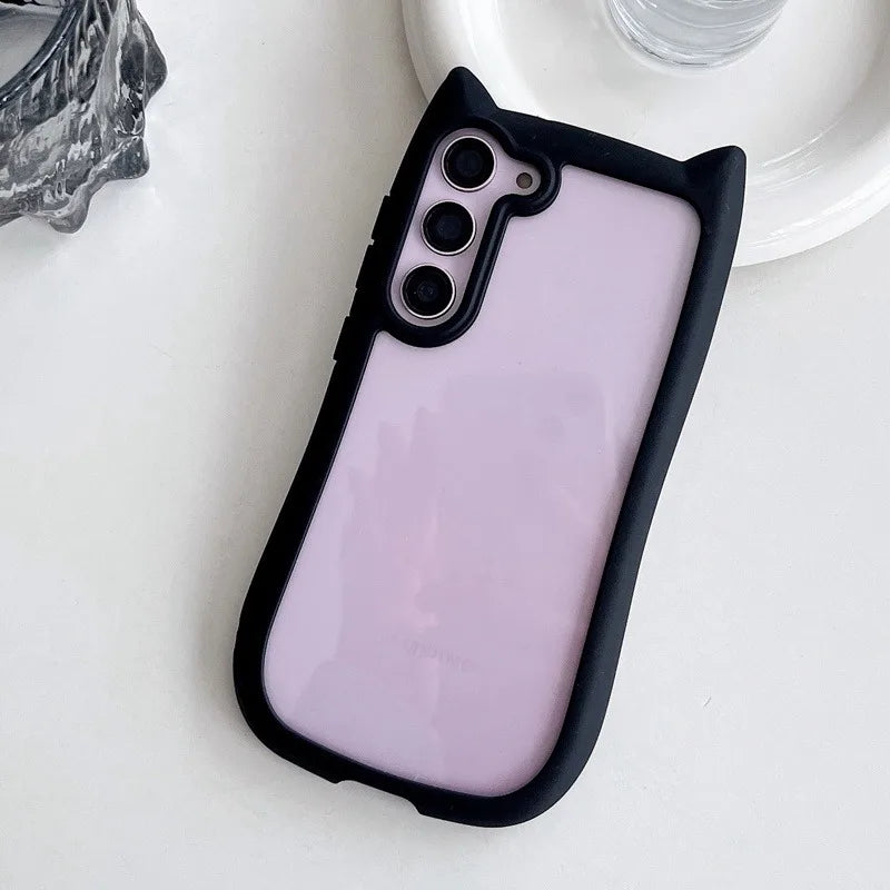 Transparante 3D Kat Oor Case voor Samsung S25 Plus 6
