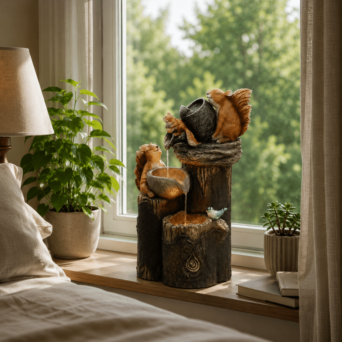 Tuinbeeldje Eend en Eekhoorn Motief Decoratief voor Buiten 3