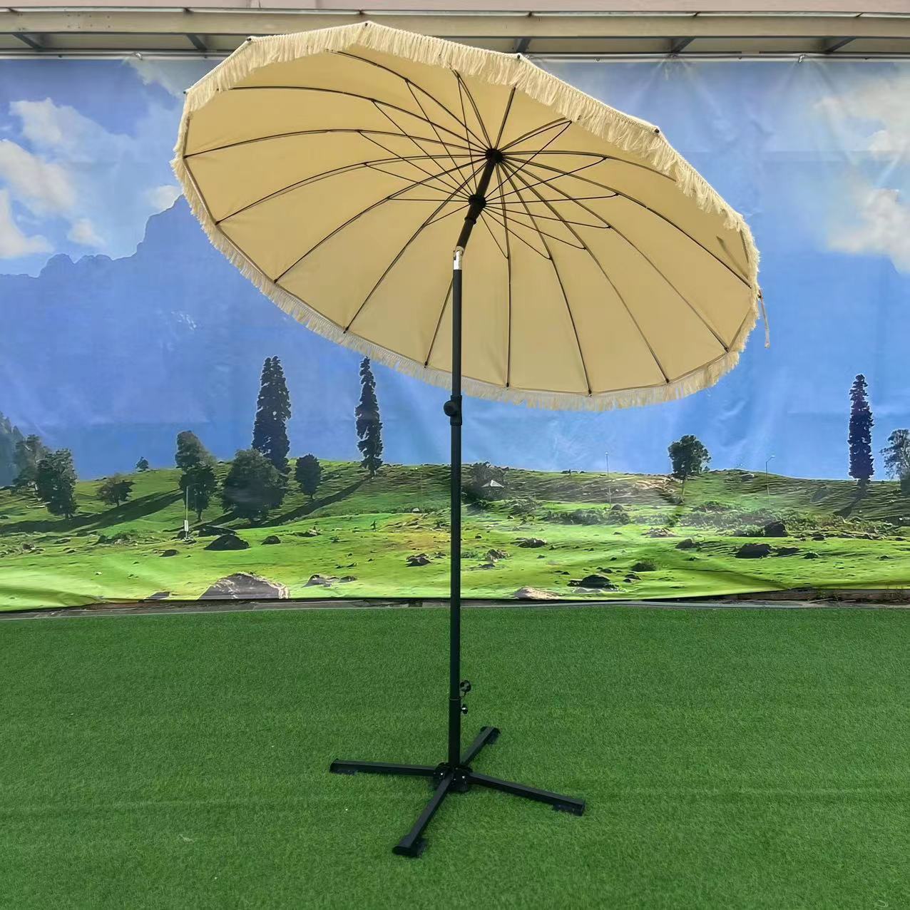 Tuinparasol met Kantelfunctie en Franjes voor Buiten 2