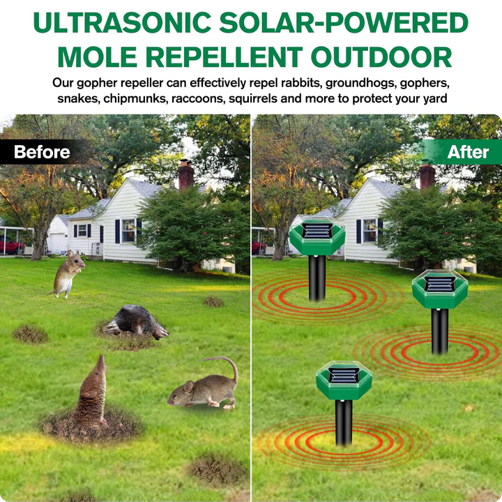 Ultrasone Mollenwerende Stokken Set van 4 voor Tuinbescherming 1