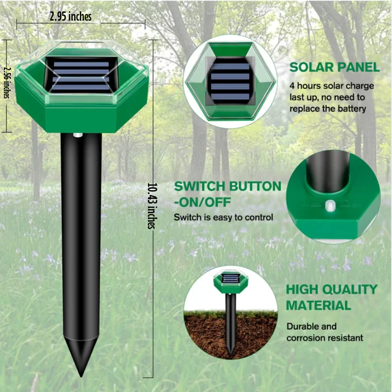 Ultrasone Mollenwerende Stokken Set van 4 voor Tuinbescherming 5