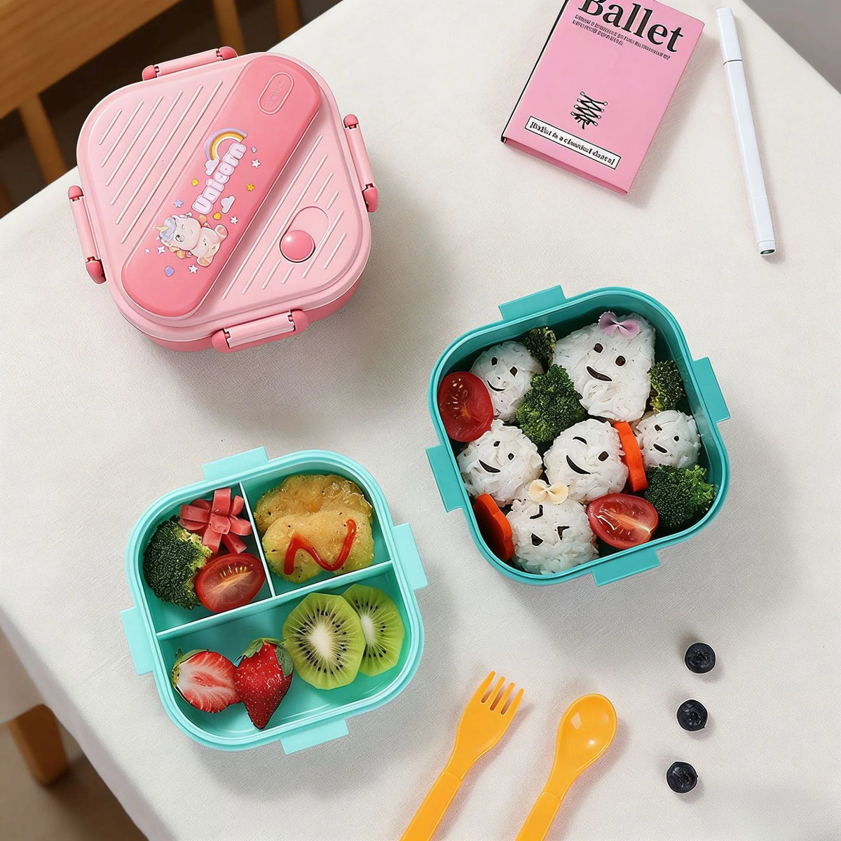 Unisex Bento Lunchbox Met Speelse Compartimenten 0