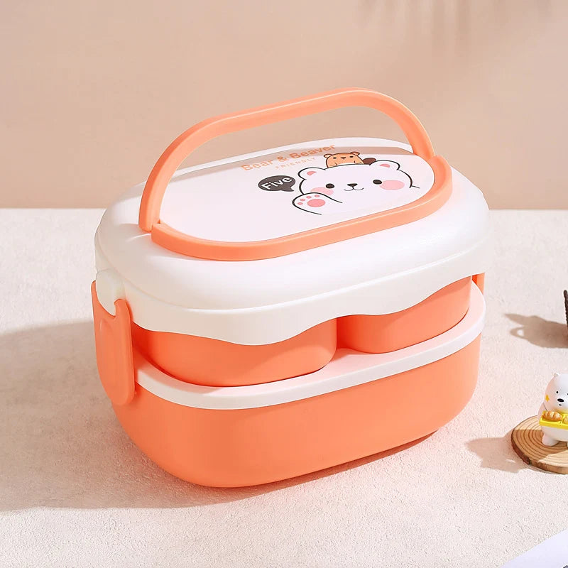 Unisex Bento Lunchbox met Berenthema en Meerdere Compartimenten 0