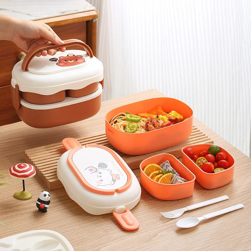 Unisex Bento Lunchbox met Berenthema en Meerdere Compartimenten 2