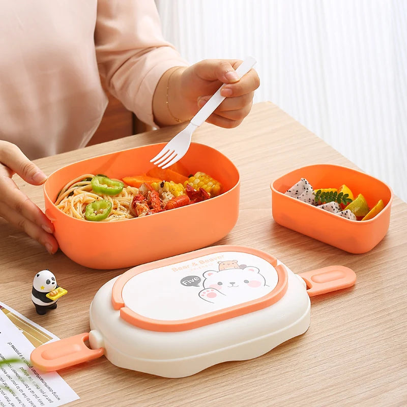 Unisex Bento Lunchbox met Berenthema en Meerdere Compartimenten 3