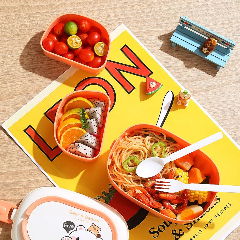 Unisex Bento Lunchbox met Berenthema en Meerdere Compartimenten 4