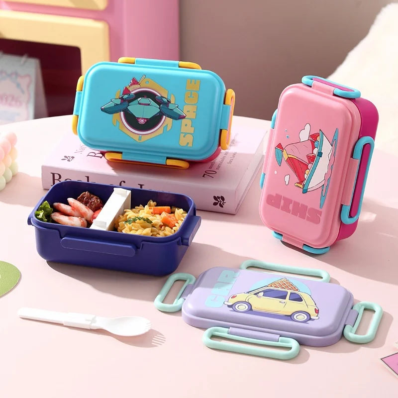 Unisex Bento Lunchbox met Geïntegreerd Bestek en Illustratief Design 1