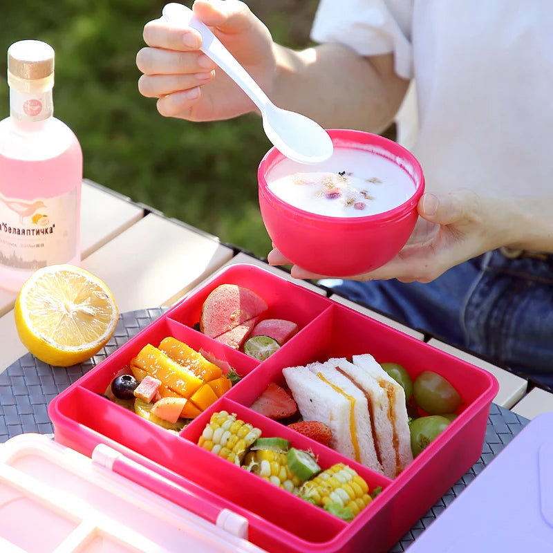Unisex Bento Lunchbox met Meerdere Compartimenten en Speels Design 4