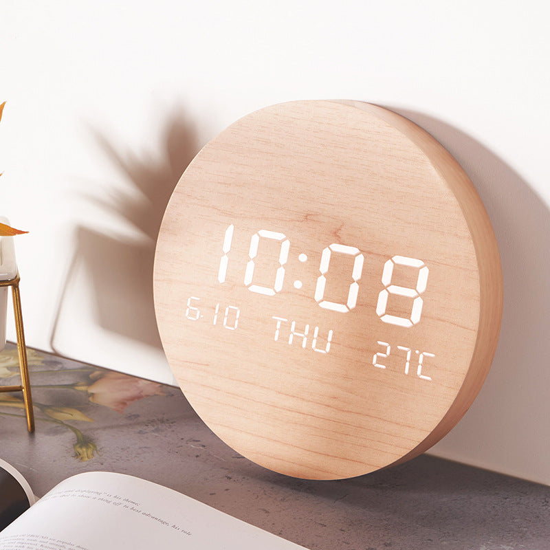 Unisex Bureauklok Modern Rond Houtdesign 1