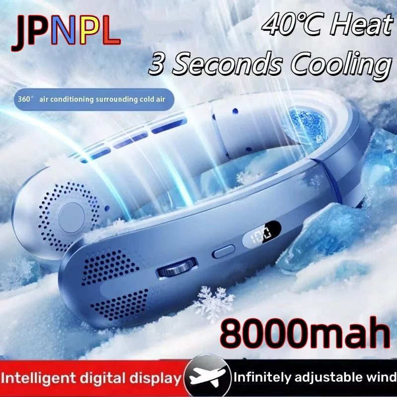 Unisex Draagbare Bladloze Nekventilator Met LED Display 0