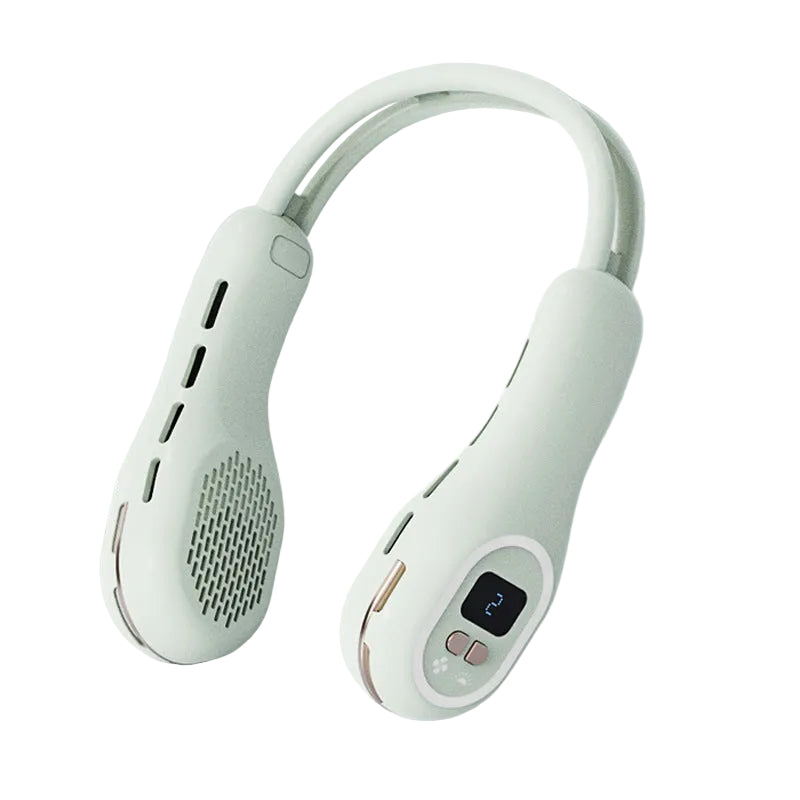 Unisex Draagbare Nekventilator Met LCD-Display En Stille Motor 0