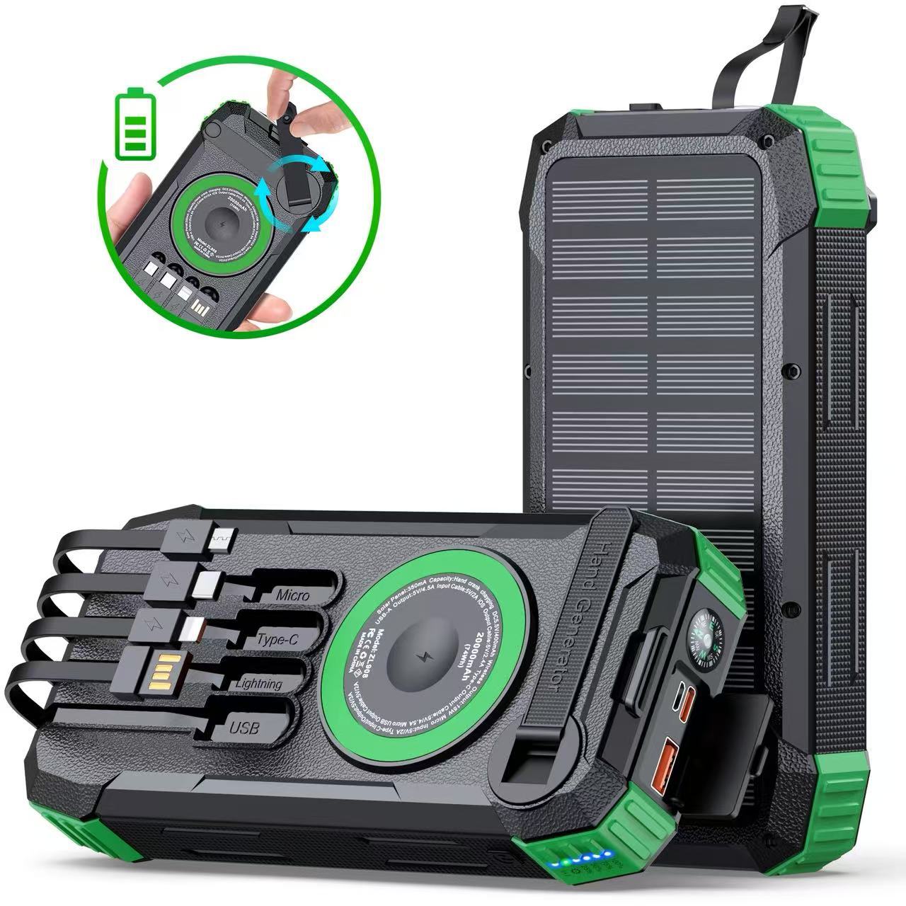 Unisex Draagbare Powerbank met Snellaadfunctie en Zonne-energie 4