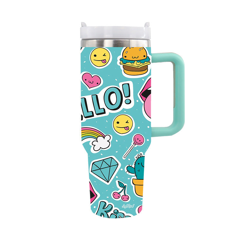 Unisex Drinkbeker Isolerend Stijlvol Ontwerp Met Artistieke Motieven 6