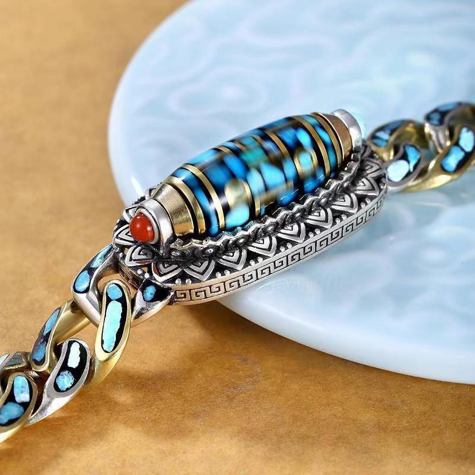 Unisex Dzi-armband met Turkoois en Mantra 4