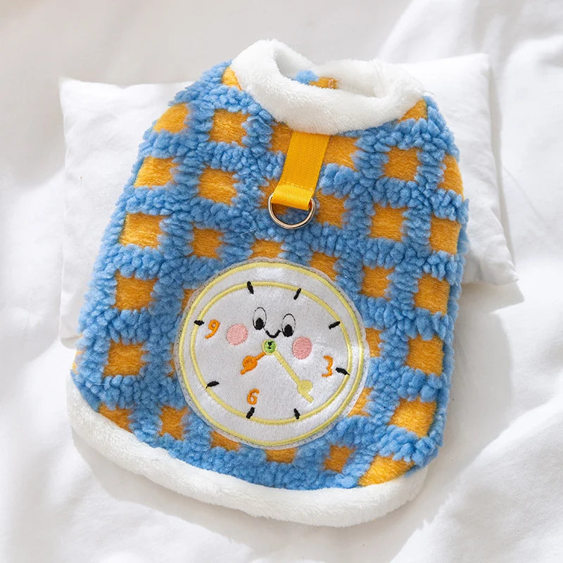 Unisex Fleece Trui voor Katten en Kleine Honden Met Klokmotief 0