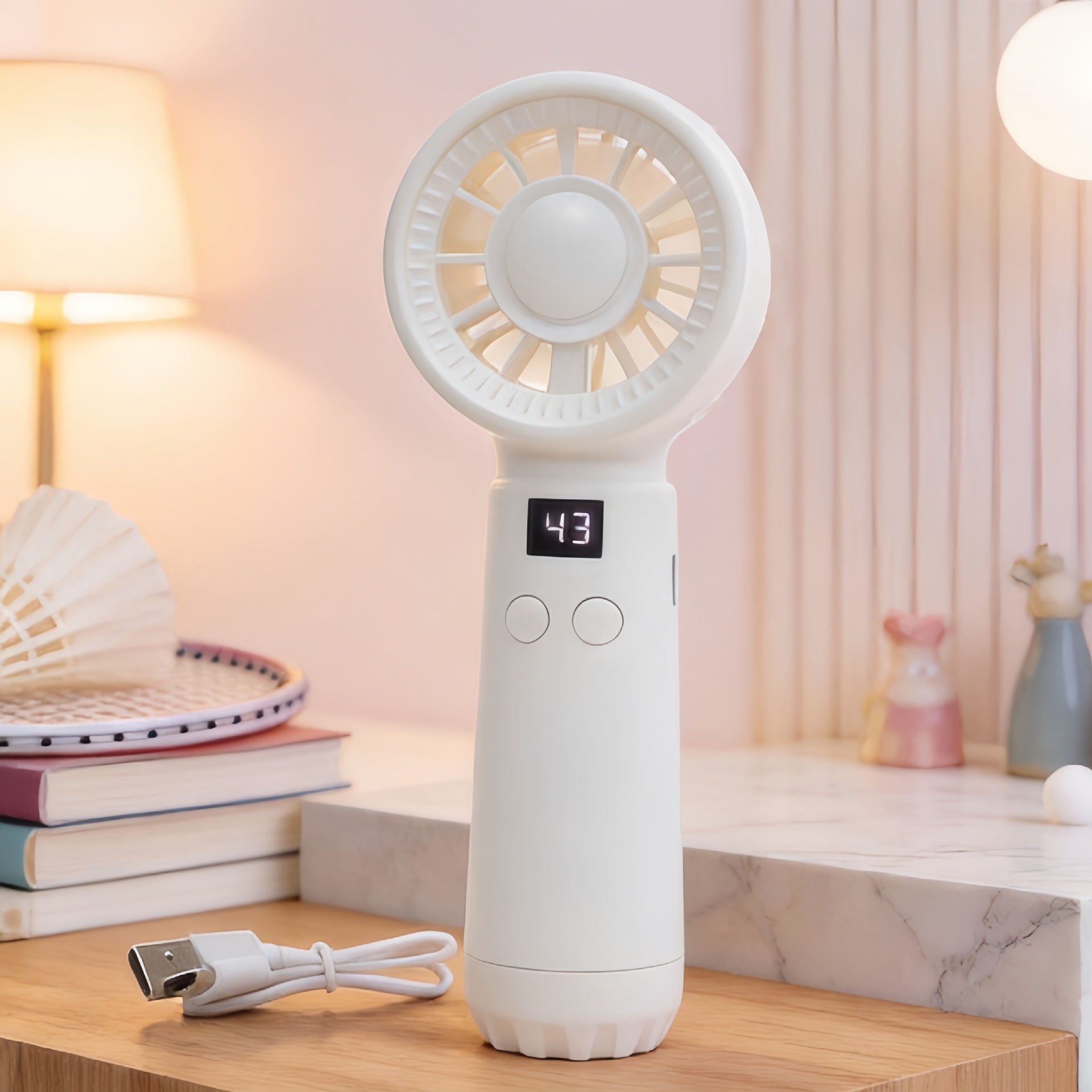 Unisex Handventilator met Bevochtigingsfunctie en Digitaal Display 7