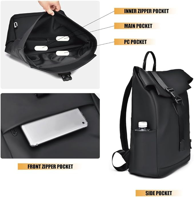 Unisex Laptop Rugzak Waterdicht met USB Oplaadpoort en Slimme Indeling 4