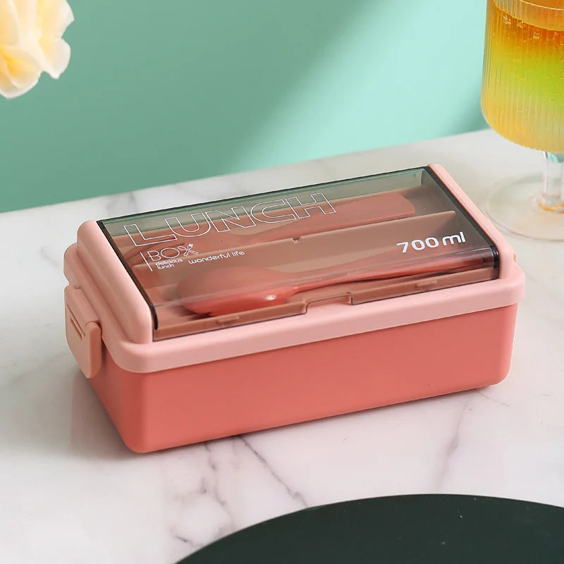 Unisex Lunchbox Met Ingebouwde Bestekset Multifunctioneel 0