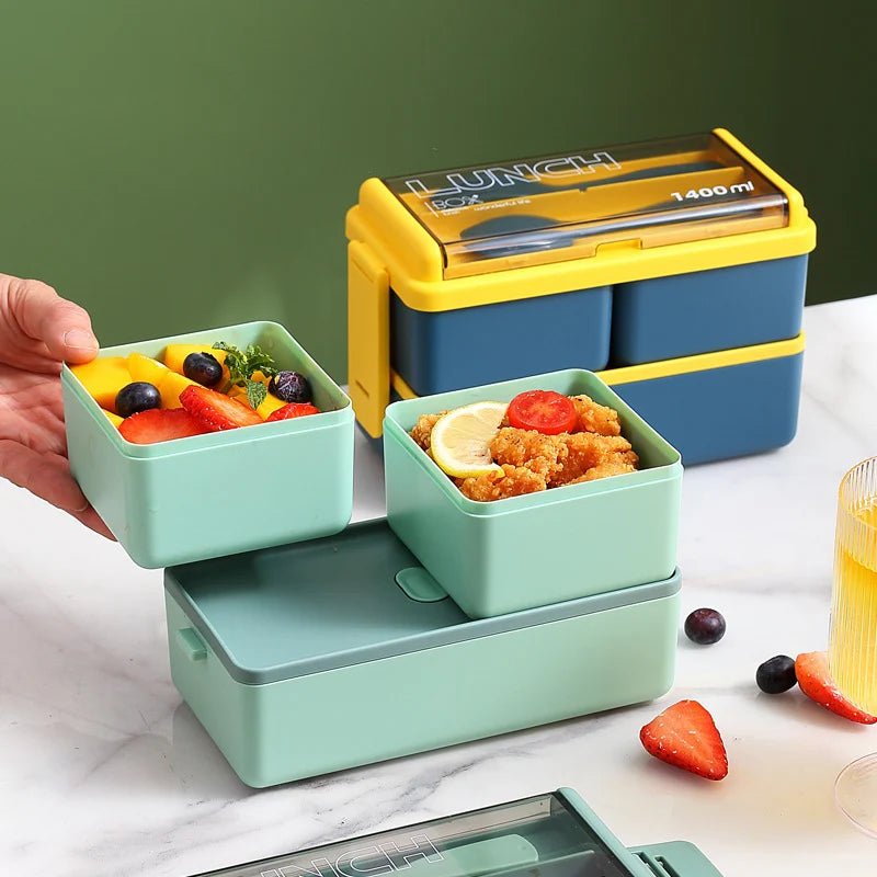 Unisex Lunchbox Met Ingebouwde Bestekset Multifunctioneel 4