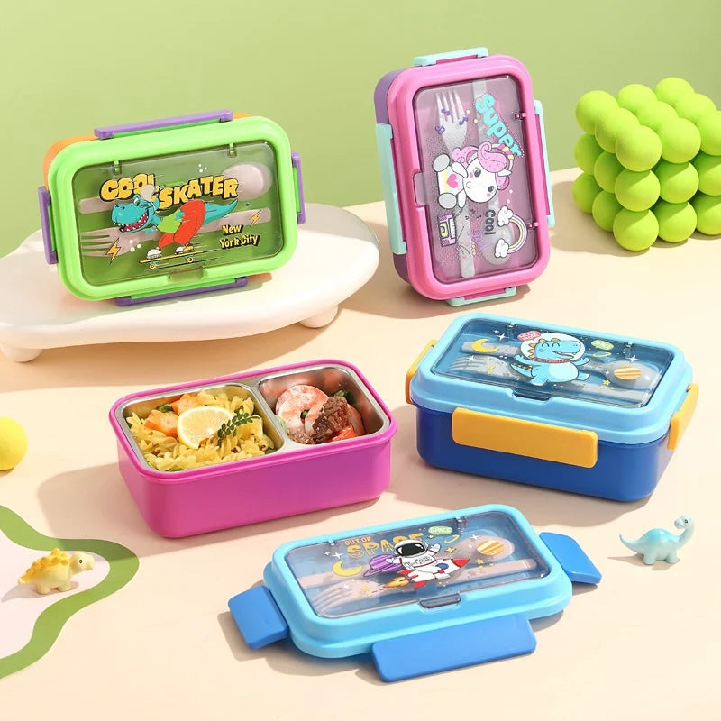 Unisex Lunchbox met Cartoonmotief en Verdeelde Vakindeling 1
