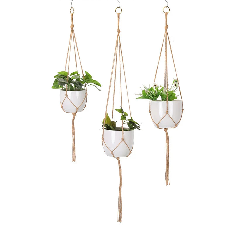 Unisex Macramé Plantenhouder Handgemaakt voor Binnen en Buiten 7