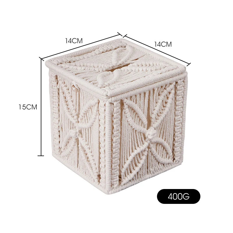 Unisex Macramé Tissueboxhoes Handgemaakt Decoratief Design 4