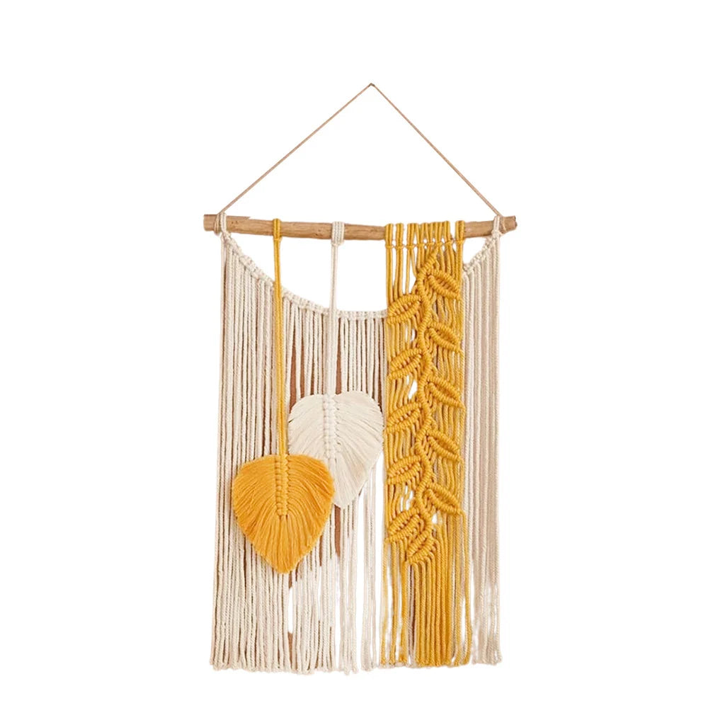 Unisex Macramé Wanddecoratie Bladpatroon Bohemian Stijl 2