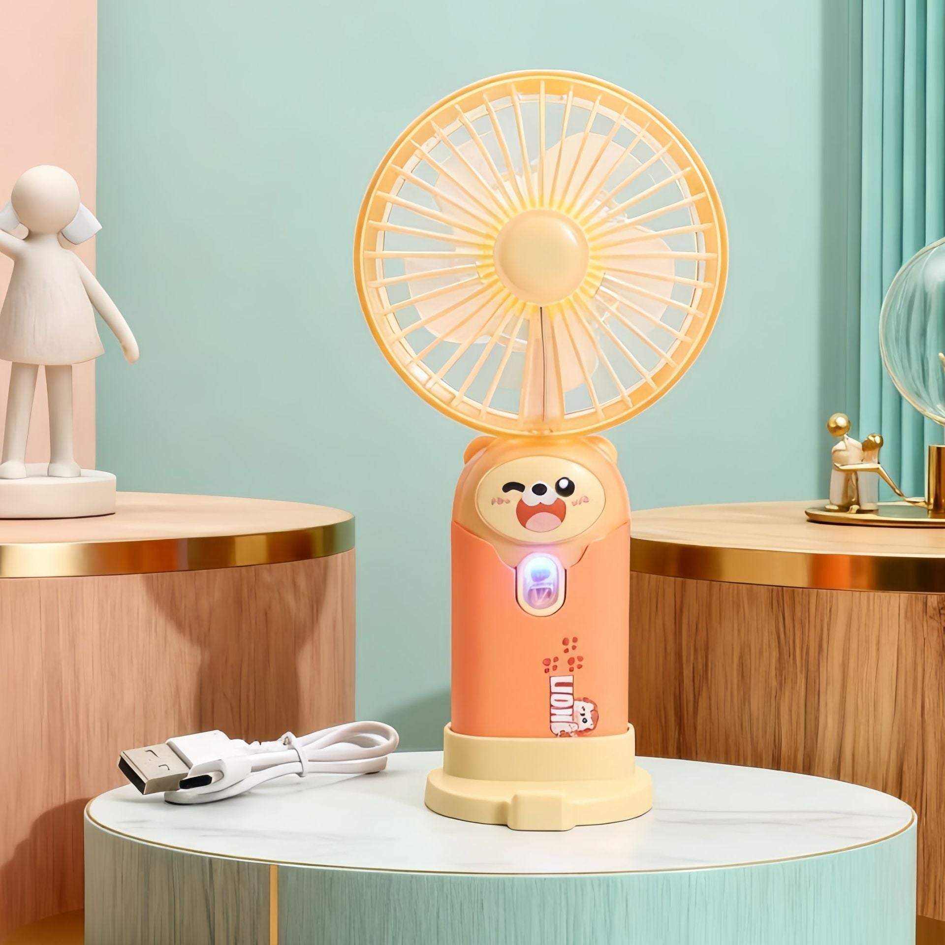 Unisex Mini Handventilator Draagbaar Met LED-lichtring 15