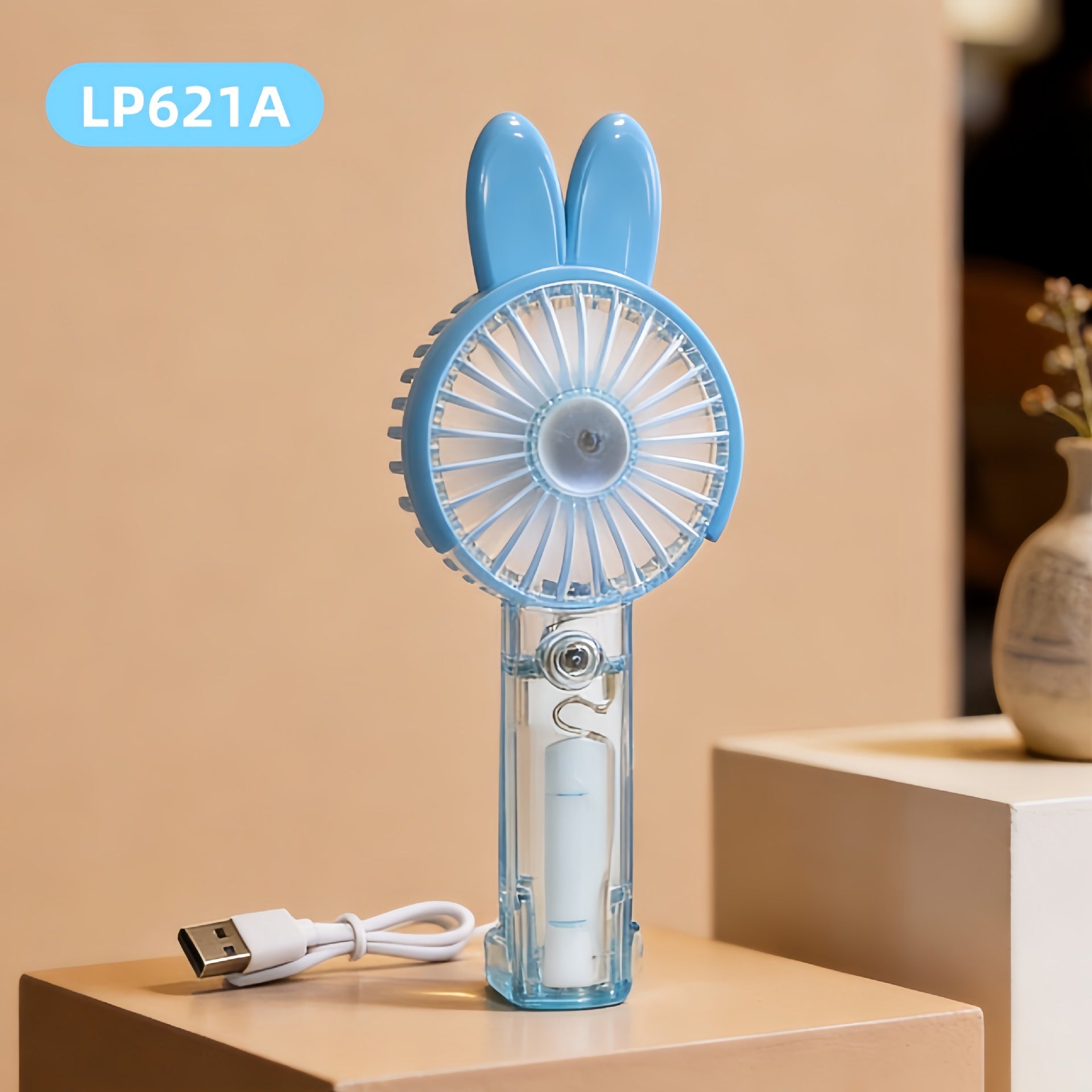 Unisex Mini Handventilator Draagbaar Met LED-lichtring 16