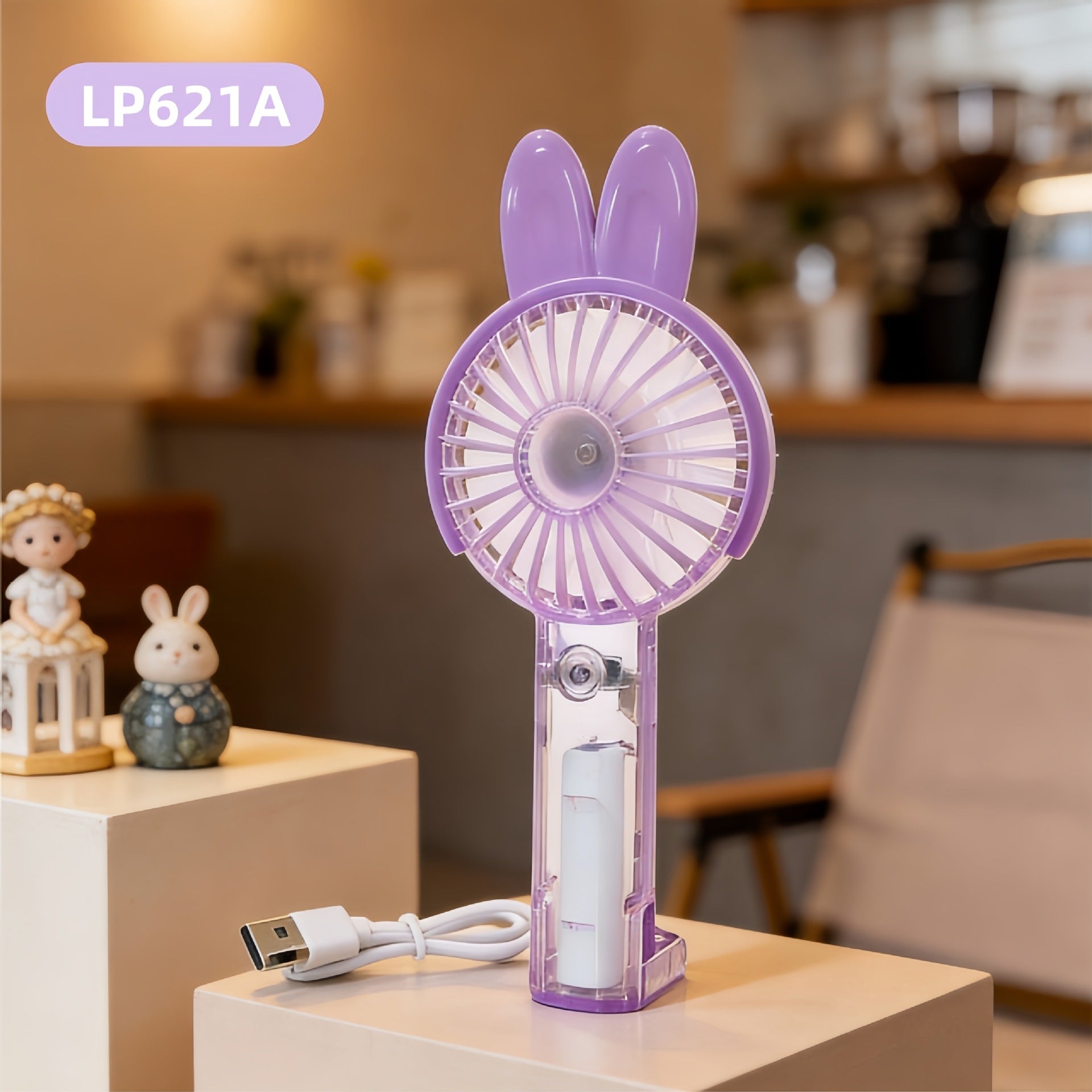 Unisex Mini Handventilator Draagbaar Met LED-lichtring 18