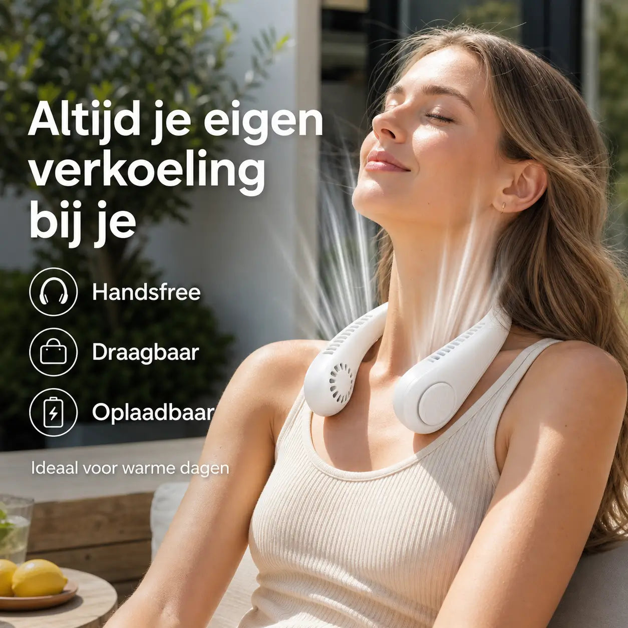 Unisex Nekventilator Draagbaar Met Instelbare Snelheden voor Directe Verkoeling 1