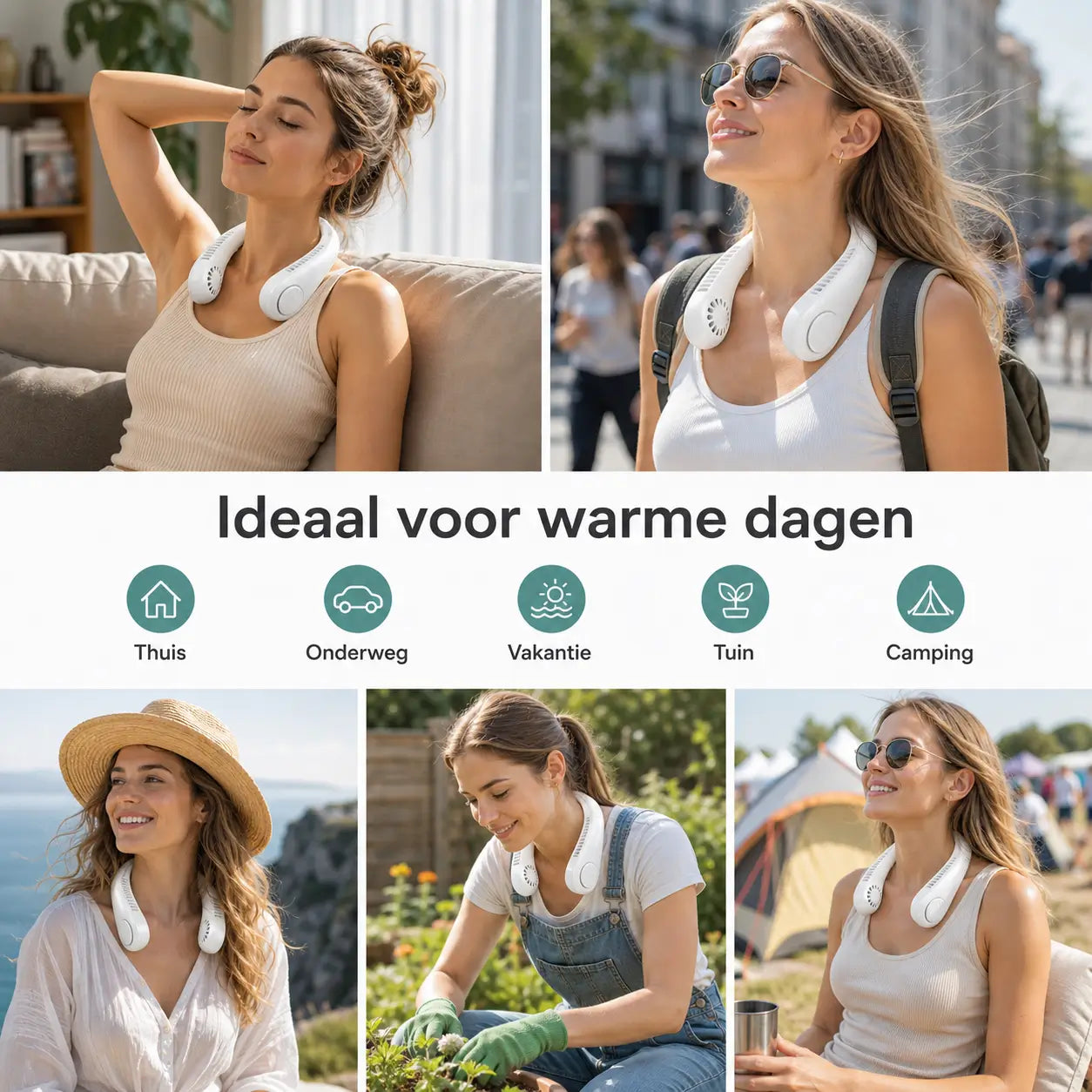 Unisex Nekventilator Draagbaar Met Instelbare Snelheden voor Directe Verkoeling 5